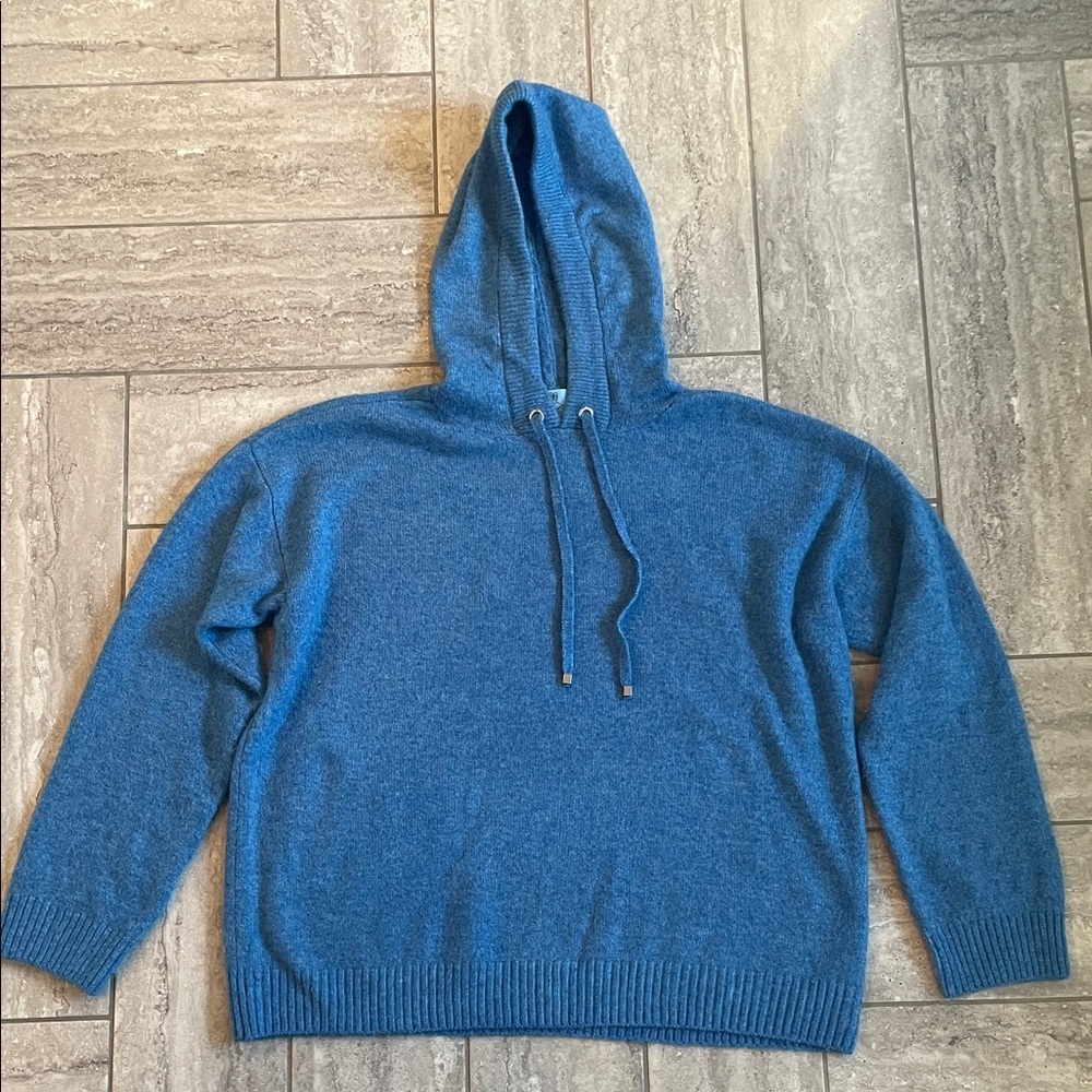 CeCe Heathered Royal Blue Hooded Womens Sweater